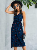 Printed Tie-Waist Spaghetti Strap Dress - Trendsi - Flyclothing LLC