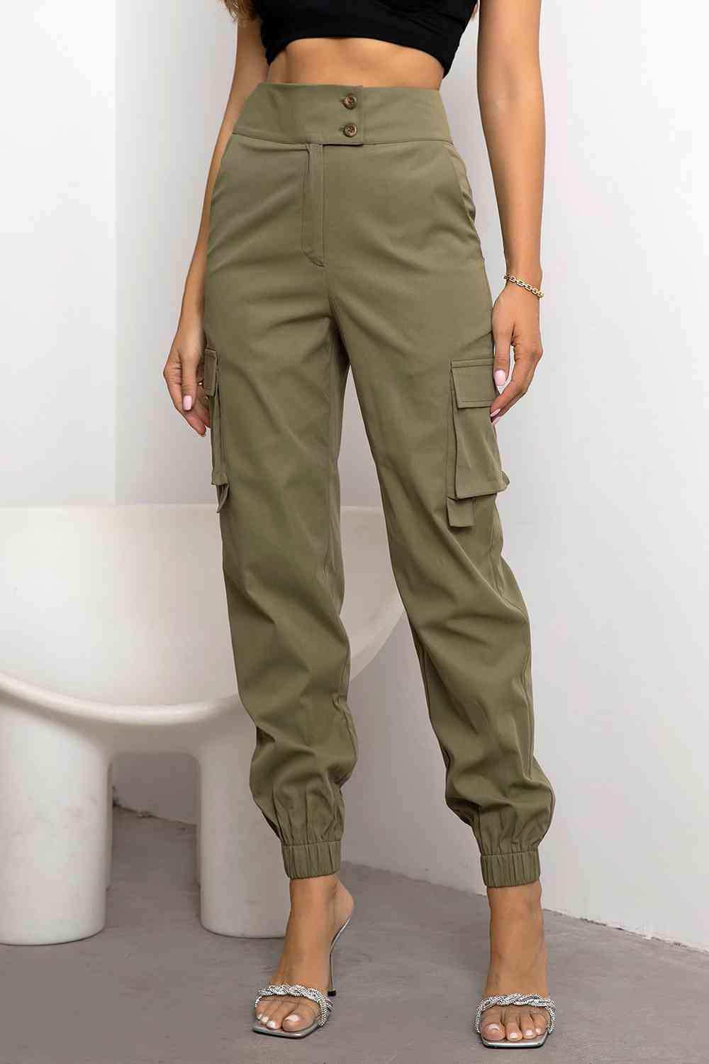 High Waist Cargo Pants - Trendsi - Flyclothing LLC