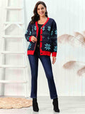 Snowflake Pattern Button Down Cardigan - Trendsi - Flyclothing LLC