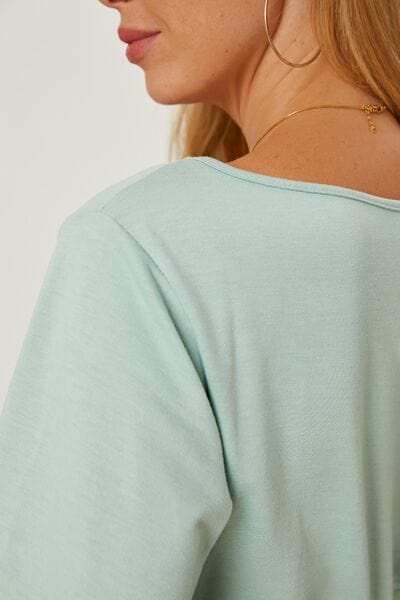 Boat Neck Lantern Sleeve Blouse - Trendsi - Flyclothing LLC