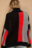 POL Turtleneck Color Block Fringe Detail Sweater - Trendsi - Flyclothing LLC
