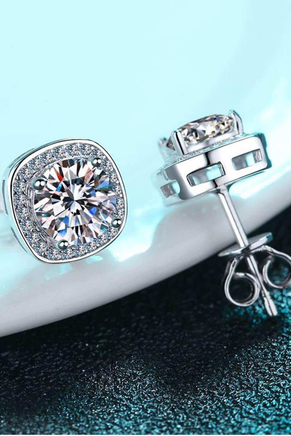 Let Me Love You 1 Carat Moissanite Stud Earrings - Trendsi - Flyclothing LLC