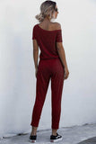 Asymmetrical Neck Tied Jumpsuit with Pockets - Trendsi - Flyclothing LLC