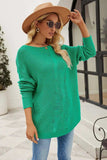 Boat Neck Dropped Shoulder Knit Top - Trendsi - Flyclothing LLC