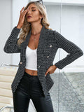 Plaid Double Breasted Long Sleeve Jacket - Trendsi - Flyclothing LLC