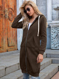 Full Size Zip-Up Longline Hoodie with Pockets - Trendsi - Flyclothing LLC