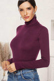 Ribbed Turtleneck Long Sleeve Bodysuit - Trendsi - Flyclothing LLC