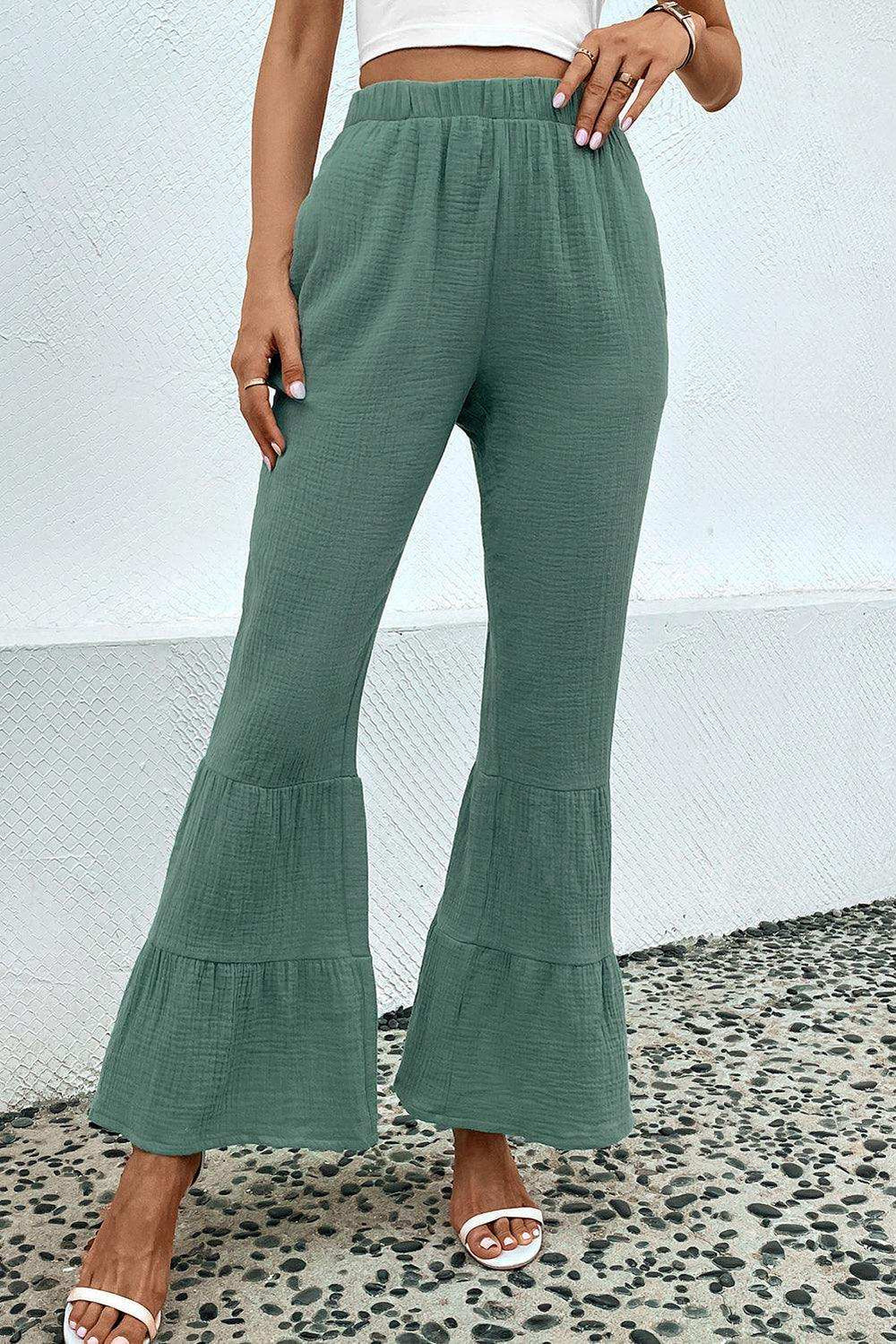 Long Flare Pants with Pocket - Trendsi - Flyclothing LLC