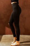 Wide Waistband Distressed Slim Fit Leggings - Trendsi - Flyclothing LLC