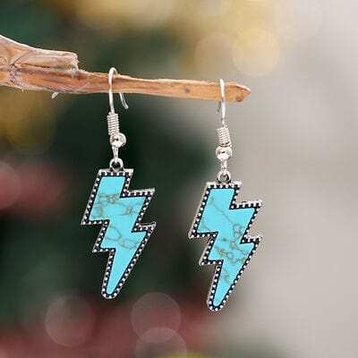 Artificial Turquoise Lightning Dangle Earrings - Trendsi - Flyclothing LLC