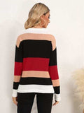 Striped Round Neck Dropped Shoulder Sweater - Trendsi - Flyclothing LLC