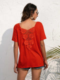 Lace Trim Short Sleeve Top - Trendsi - Flyclothing LLC