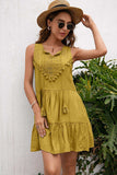 Tassel Tie Lace Trim Sleeveless Dress - Trendsi - Flyclothing LLC