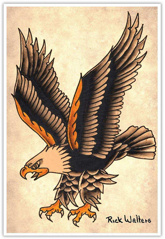 Rick Walters Diving Eagle 12 x 18 Art Print - Rick Walters - Flyclothing LLC