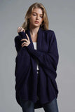 Dolman Sleeve Open Front Ribbed Trim Longline Cardigan - Trendsi - Flyclothing LLC
