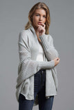 Dolman Sleeve Open Front Ribbed Trim Longline Cardigan - Trendsi - Flyclothing LLC