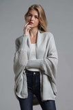 Dolman Sleeve Open Front Ribbed Trim Longline Cardigan - Trendsi - Flyclothing LLC