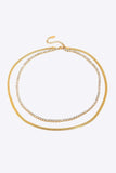 Double-Layered Inlaid Zircon Stainless Steel Necklace - Trendsi - Flyclothing LLC