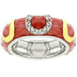 Double Pink Enamel Horseshoe Ring - JGI - Flyclothing LLC