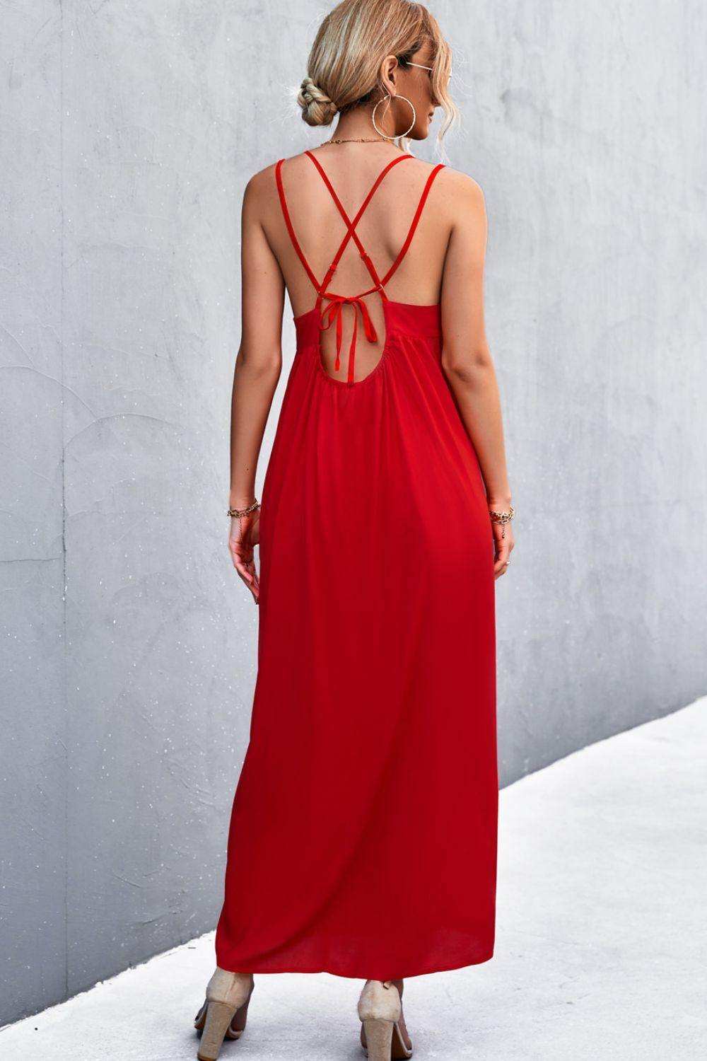 Double Strap Tie Back Dress - Trendsi - Flyclothing LLC
