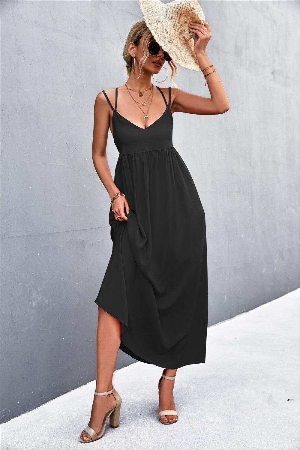 Double Strap Tie Back Dress - Trendsi - Flyclothing LLC