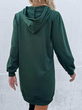 Drawstring Puff Sleeve Hooded Dress - Trendsi - Flyclothing LLC