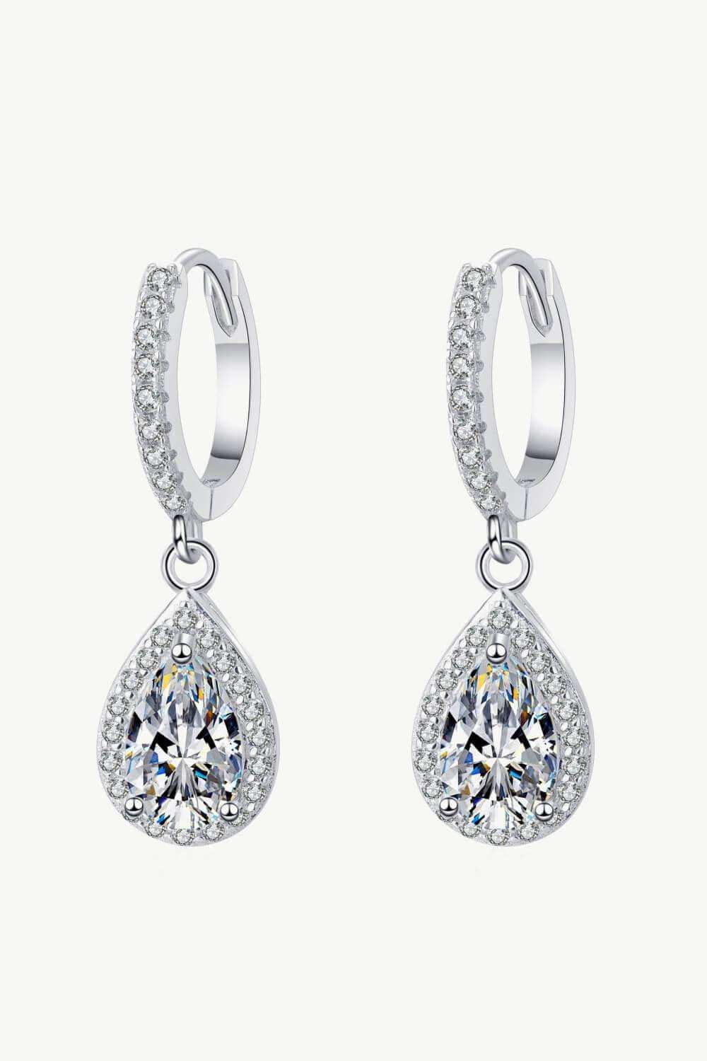 Moissanite Teardrop Earrings - Trendsi - Flyclothing LLC