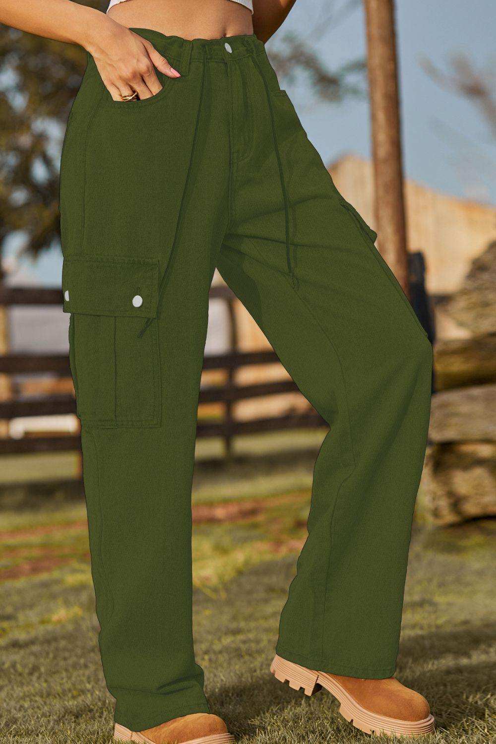 Loose Fit Drawstring Jeans with Pocket - Trendsi - Flyclothing LLC