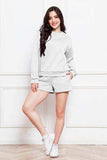 Round Neck Long Sleeve Sweatshirt and Drawstring Shorts Set - Trendsi - Flyclothing LLC