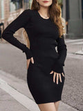 Tied Backless Long Sleeve Sweater Dress - Trendsi - Flyclothing LLC
