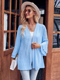Eyelet Bell Sleeve Cardigan - Trendsi - Flyclothing LLC