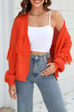 Fringe Trim Open Front Cardigan - Trendsi - Flyclothing LLC