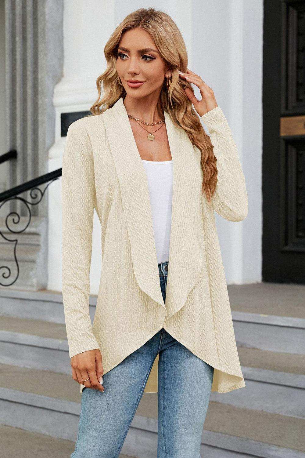 Open Front Long Sleeve Cardigan - Trendsi - Flyclothing LLC