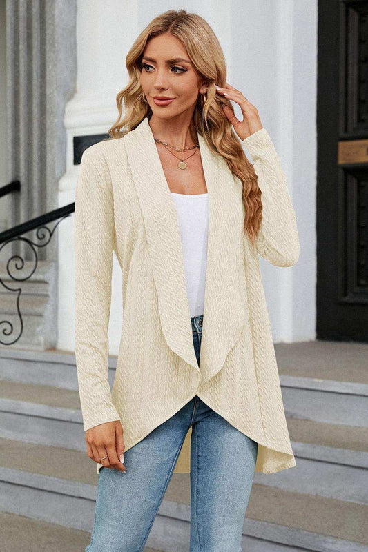Open Front Long Sleeve Cardigan - Trendsi - Flyclothing LLC