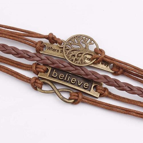 Alloy PU Leather Rope Bracelet – Flyclothing LLC