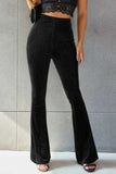 Ribbed High Waist Flare Pants - Trendsi - Flyclothing LLC