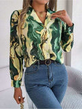 Printed Button Up Long Sleeve Shirt - Trendsi - Flyclothing LLC