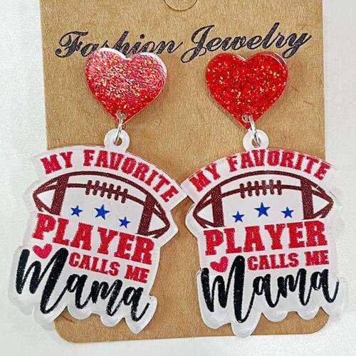 Heart Shape Sports Theme Acrylic Dangle Earrings - Trendsi - Flyclothing LLC