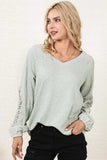 V-Neck Spliced Lace Top - Trendsi - Flyclothing LLC
