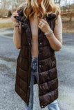 Longline Hooded Sleeveless Puffer Vest - Trendsi - Flyclothing LLC