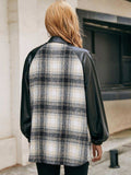 Plaid Button Down Raglan Sleeve Jacket - Trendsi - Flyclothing LLC
