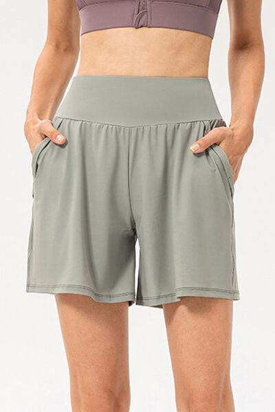 Pocketed Elastic Waist Active Shorts - Trendsi - Flyclothing LLC