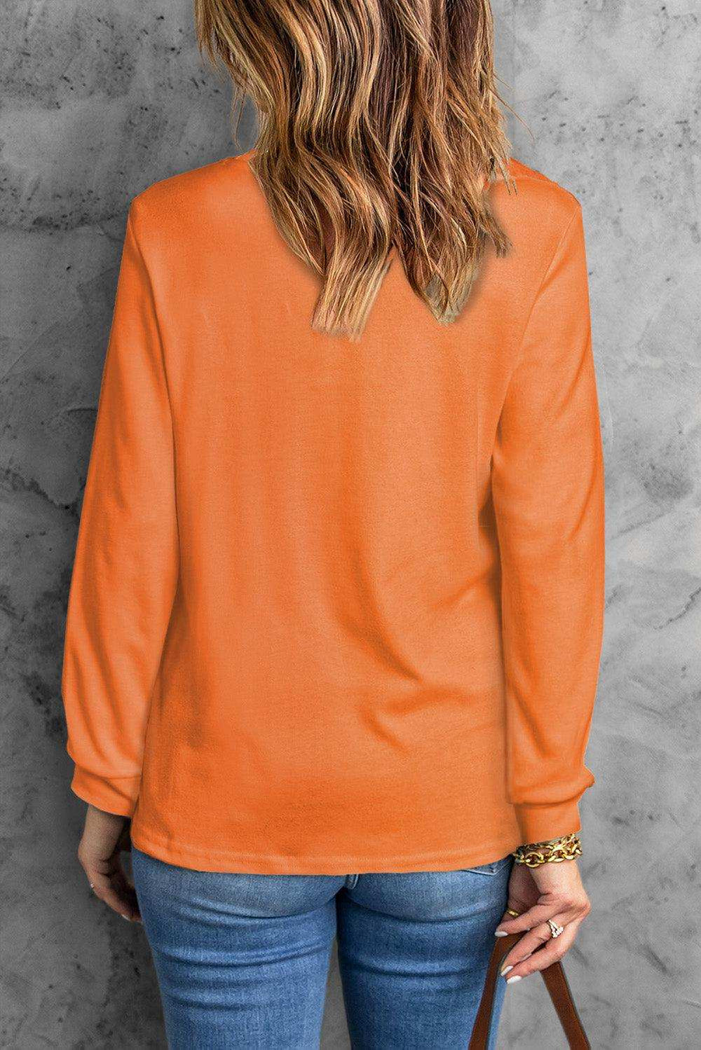 Round Neck Long Sleeve Top - Trendsi - Flyclothing LLC