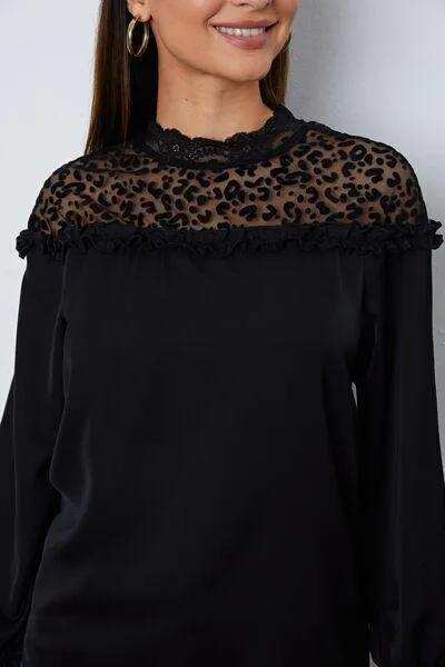 Leopard Frill Flounce Sleeve Blouse - Trendsi - Flyclothing LLC