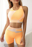 Color Block Sports Bra and Shorts Set - Trendsi - Flyclothing LLC