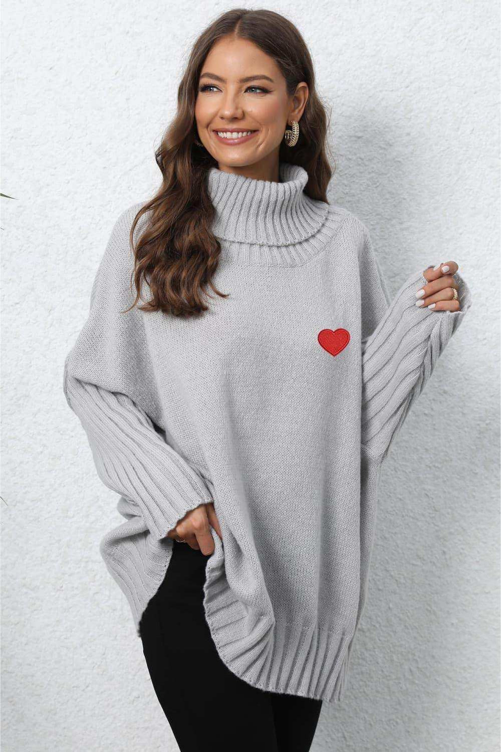 Turtle Neck Long Sleeve Ribbed Sweater - Trendsi - Flyclothing LLC