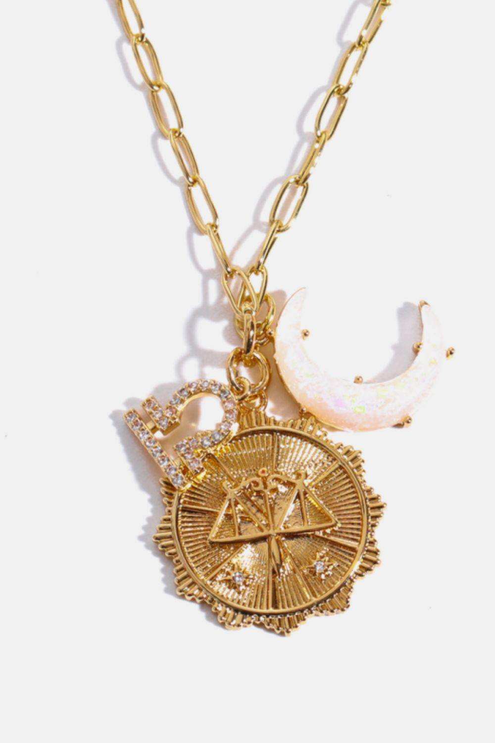 Constellation and Moon Pendant Copper Necklace - Trendsi - Flyclothing LLC