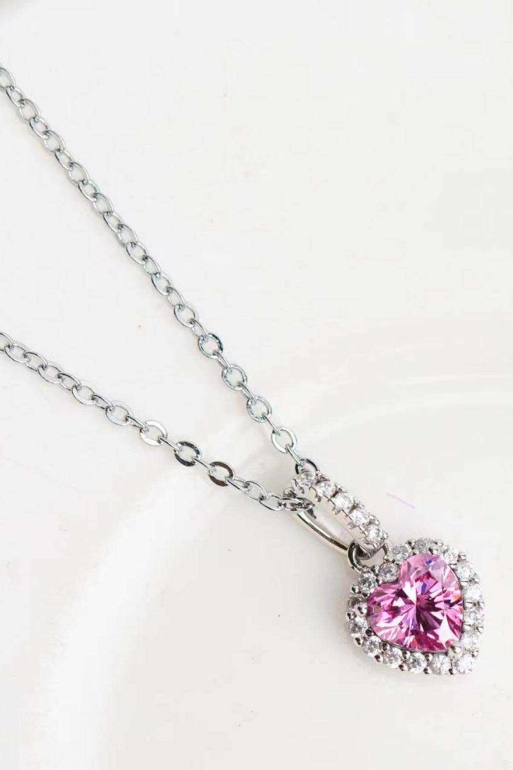 1 Carat Moissanite Heart Pendant Necklace - Trendsi - Flyclothing LLC