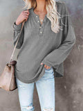 Buttoned Drop Shoulder Top - Trendsi - Flyclothing LLC