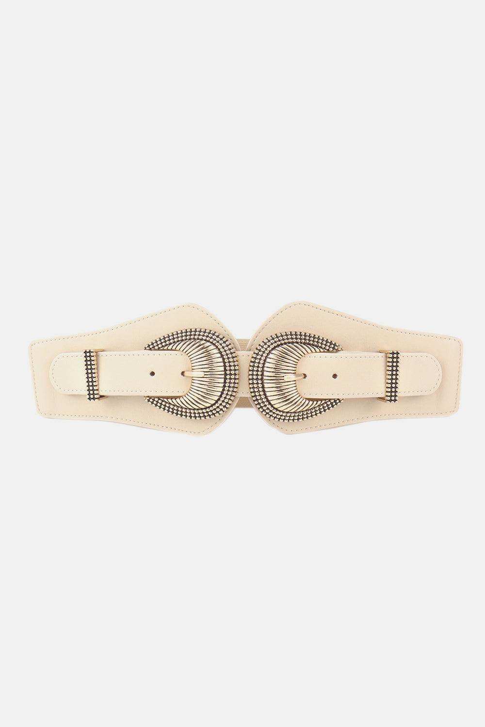 Shell Double Buckle Elastic Wide Belt - Trendsi - Flyclothing LLC